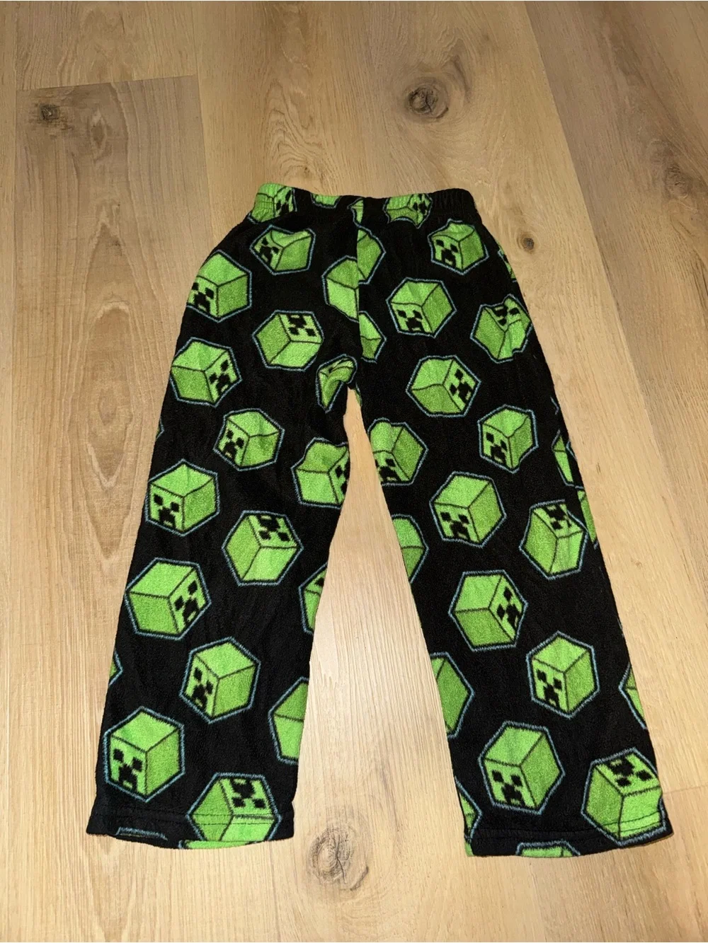 Kids Green Creeper Cube Fleece Pajama Pants